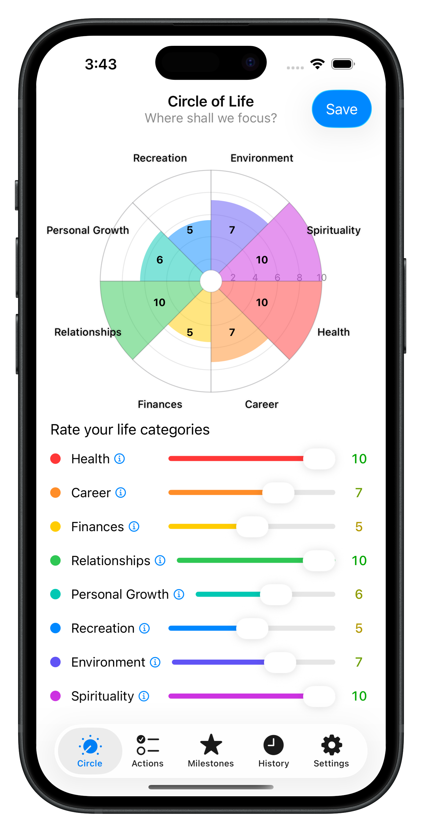 Circle of Life app main view