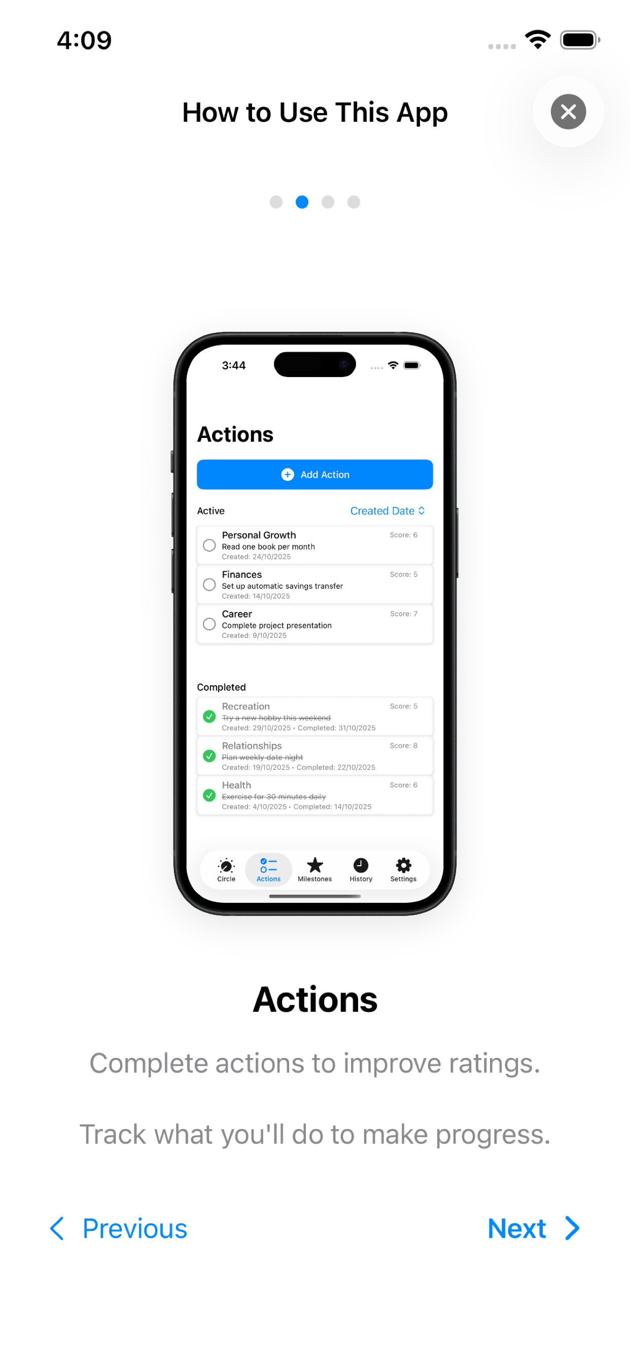 Circle of Life tutorial - actions